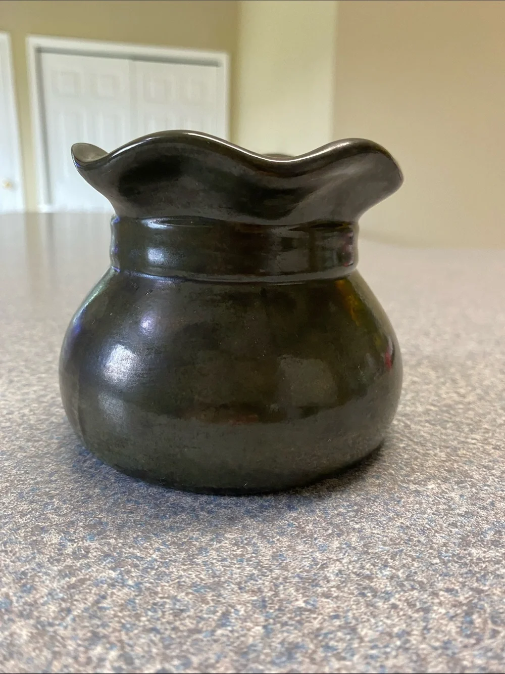 Hand Crafted Olive Green Ceramic Accent Vase